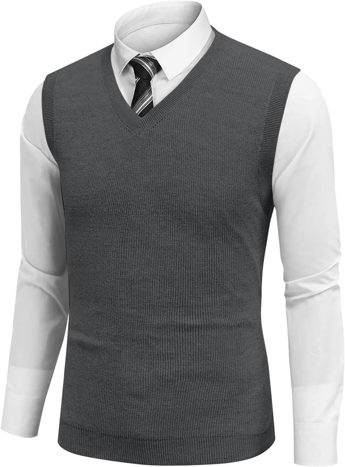 Men Vest Sleeveless 2025 Lightweight Vest Sweater Business Work V Neck Solid Pullover Relaxed Fit Knitted Tops
