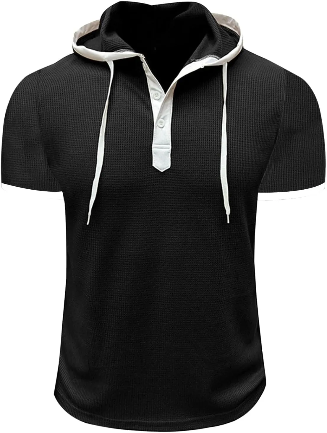 Men Waffle Hooded Tank Tops Bodybuilding Gym Sleeveless Workout Shirts Trendy Athletic Lounge Training Running Shirt