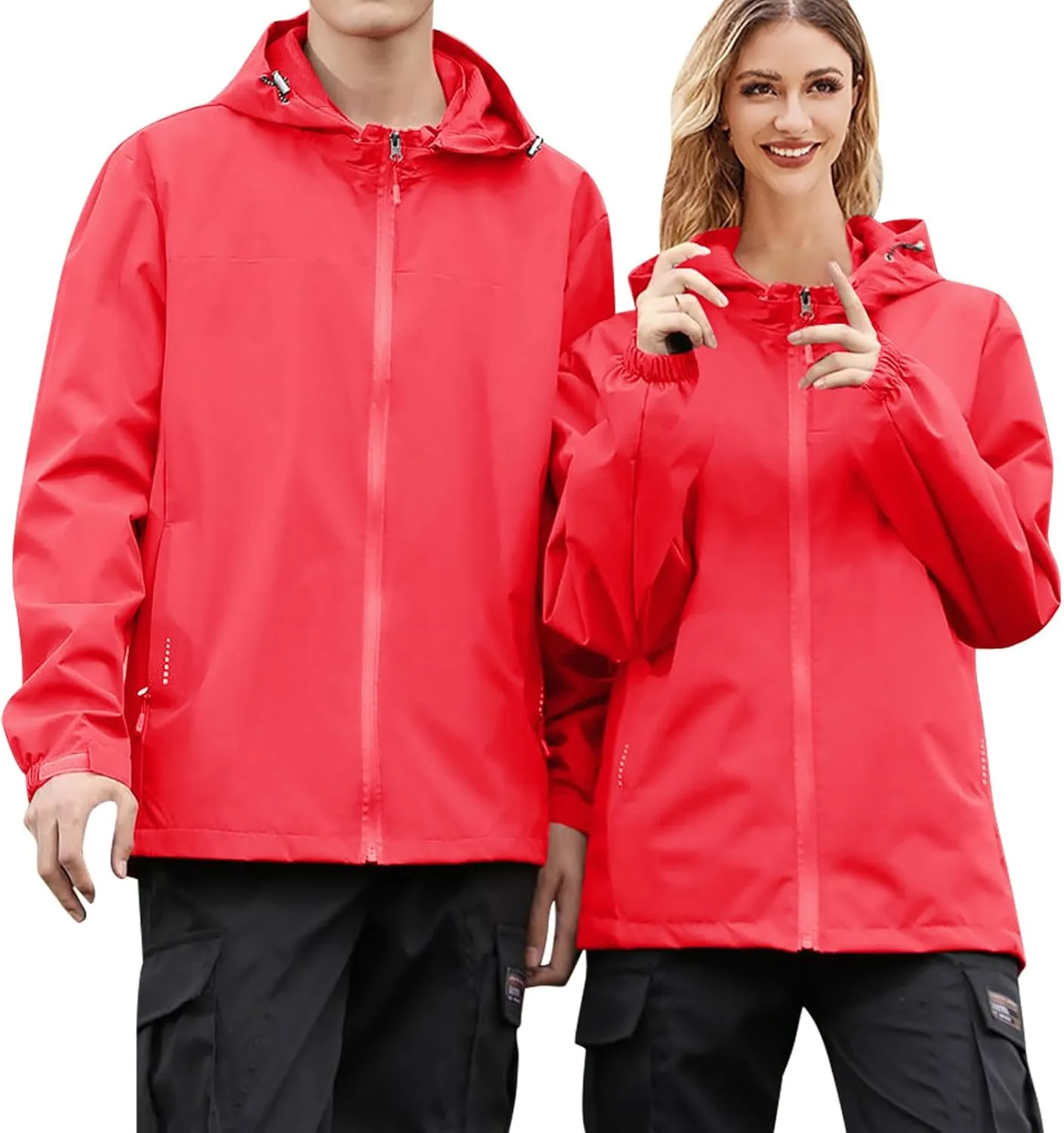 Men Women Rain Jackets Hooded Waterproof Windbreaker With Pockets Unisex Fall Winter Outdoor Hiking Travel Raincoats