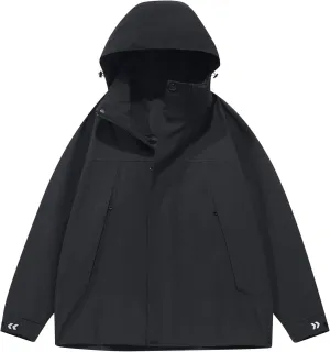 Men Women Rain Jackets Lightweight Waterproof Windbreaker Unisex Hooded Raincoat for Outdoor Running Mountaineering