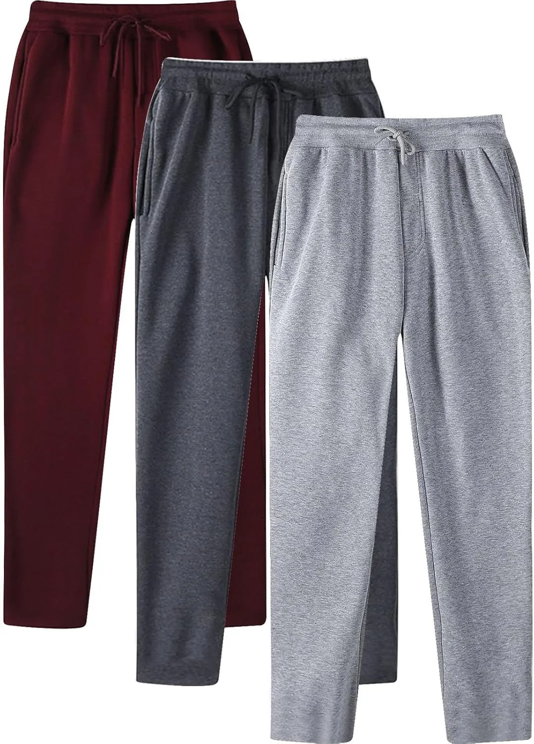 Mens 3 Pack Sweatpants Loose Fleece Casual Trousers Elastic Waist Drawstring Jogger Pants Baggy Running Pants
