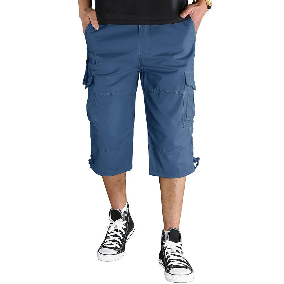 Men's 3/4 Long with 7 Pockets Capri Shorts (No Belt)