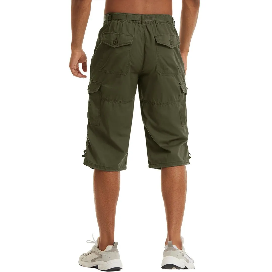 Men's 3/4 Long with 7 Pockets Capri Shorts (No Belt)