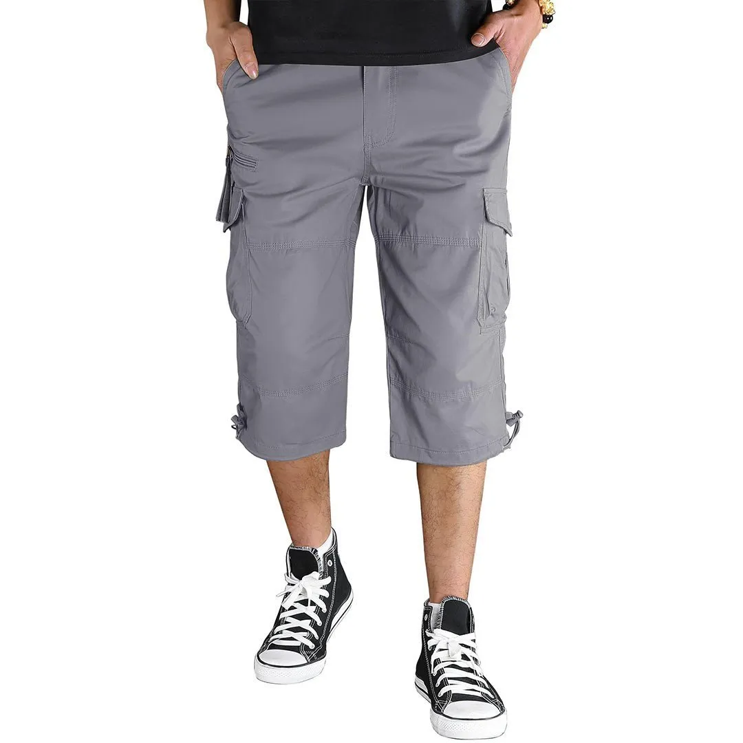 Men's 3/4 Long with 7 Pockets Capri Shorts (No Belt)