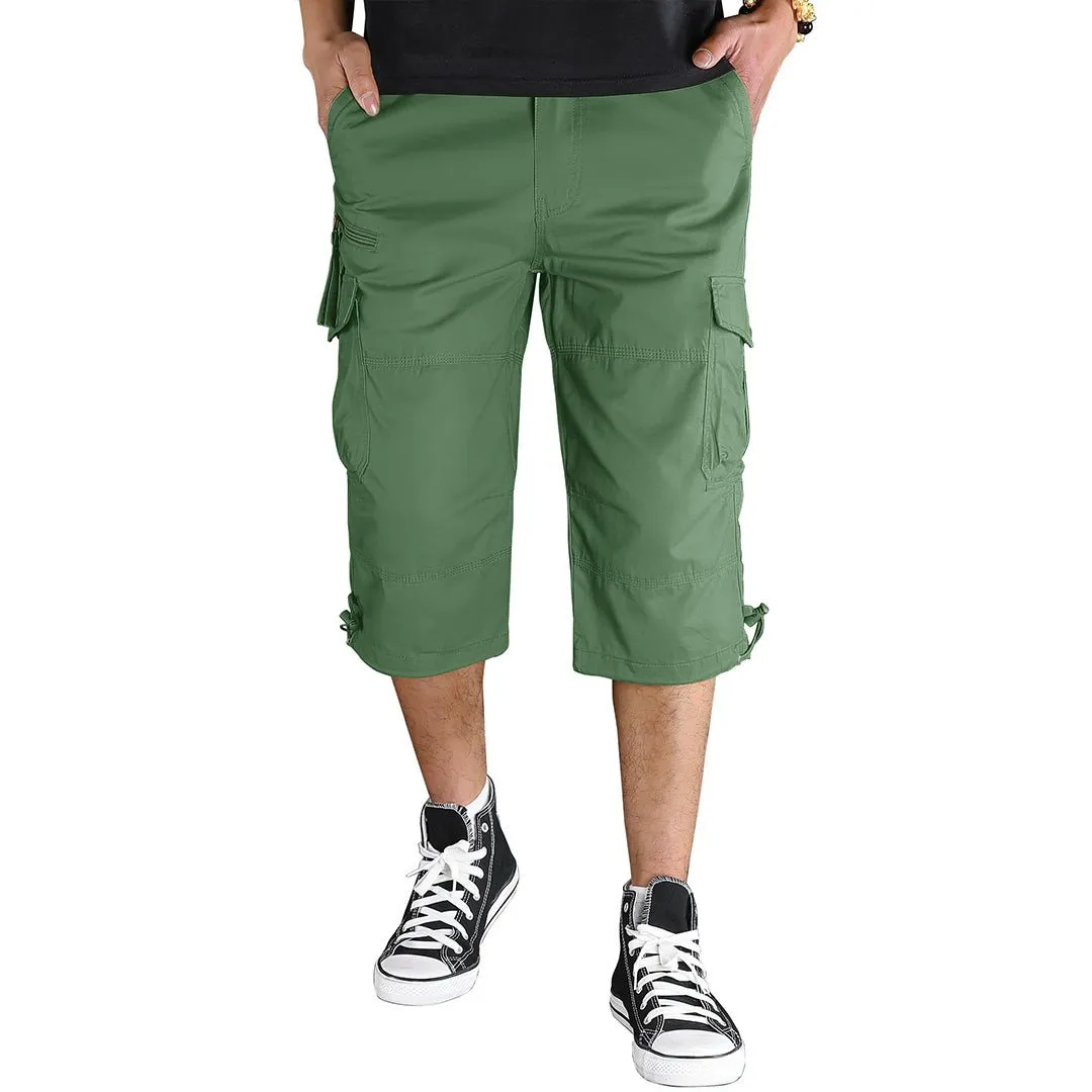 Men's 3/4 Long with 7 Pockets Capri Shorts (No Belt)