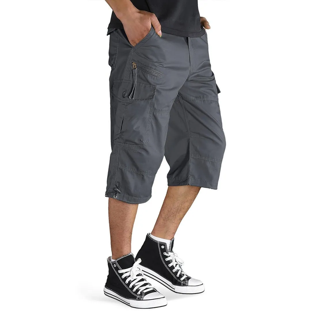 Men's 3/4 Long with 7 Pockets Capri Shorts (No Belt)