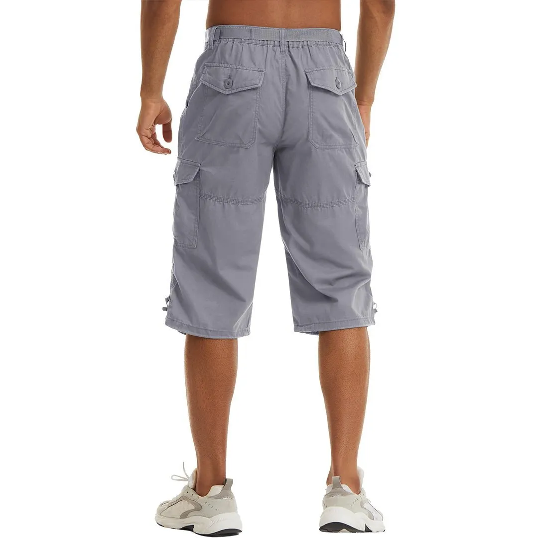 Men's 3/4 Long with 7 Pockets Capri Shorts (No Belt)