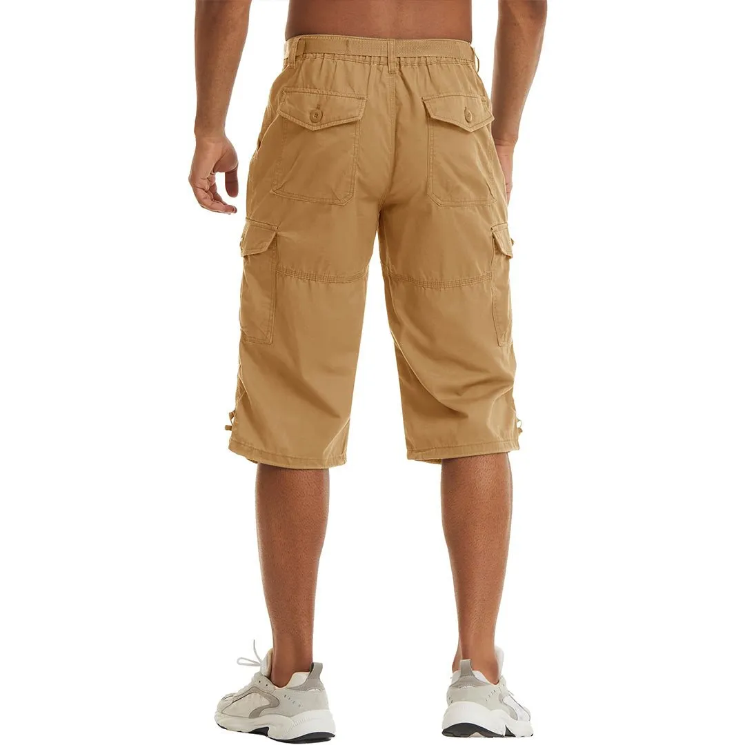 Men's 3/4 Long with 7 Pockets Capri Shorts (No Belt)