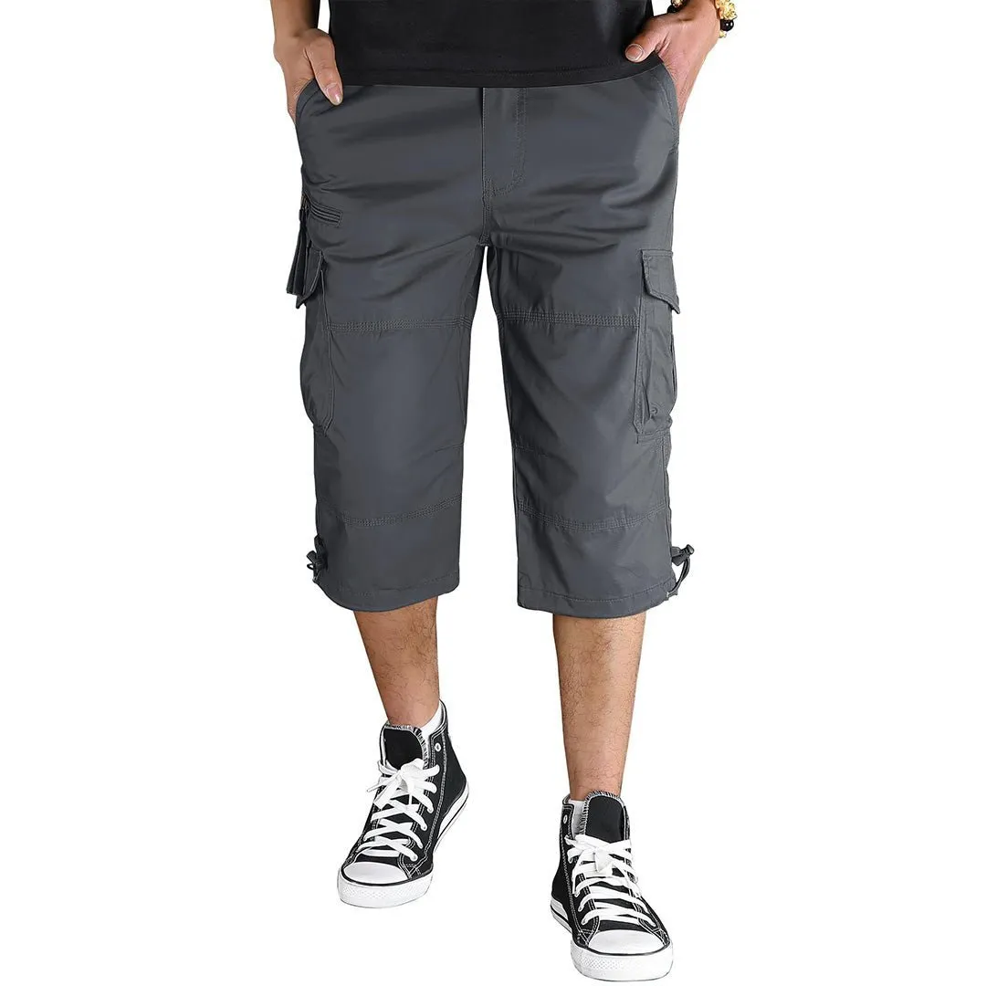 Men's 3/4 Long with 7 Pockets Capri Shorts (No Belt)
