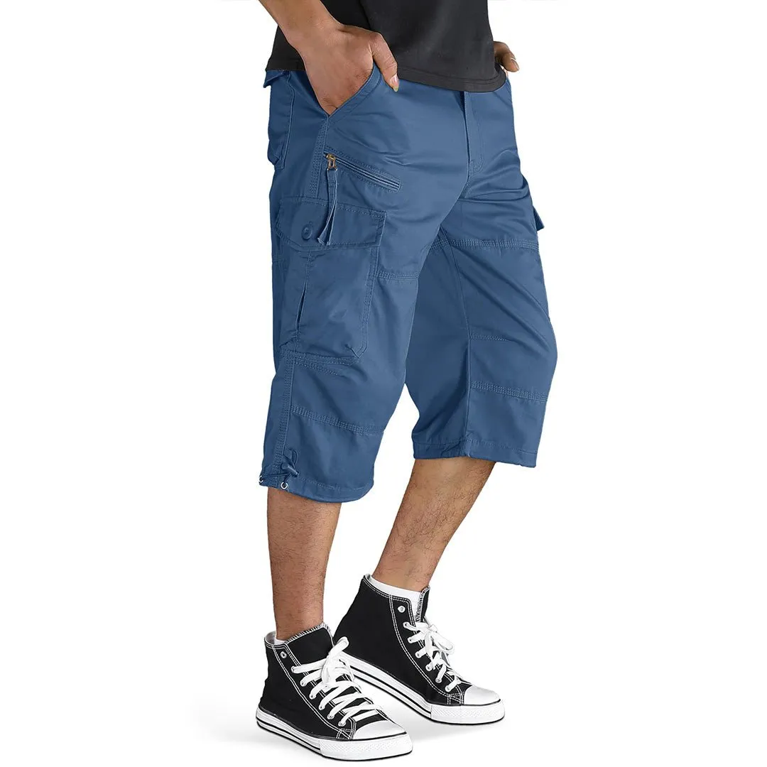 Men's 3/4 Long with 7 Pockets Capri Shorts (No Belt)