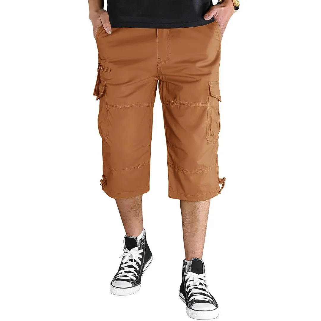 Men's 3/4 Long with 7 Pockets Capri Shorts (No Belt)