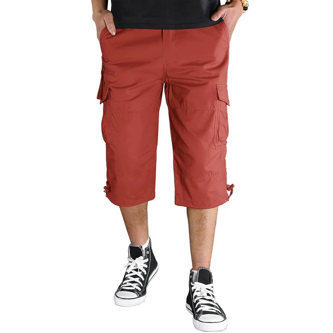 Men's 3/4 Long with 7 Pockets Capri Shorts (No Belt)