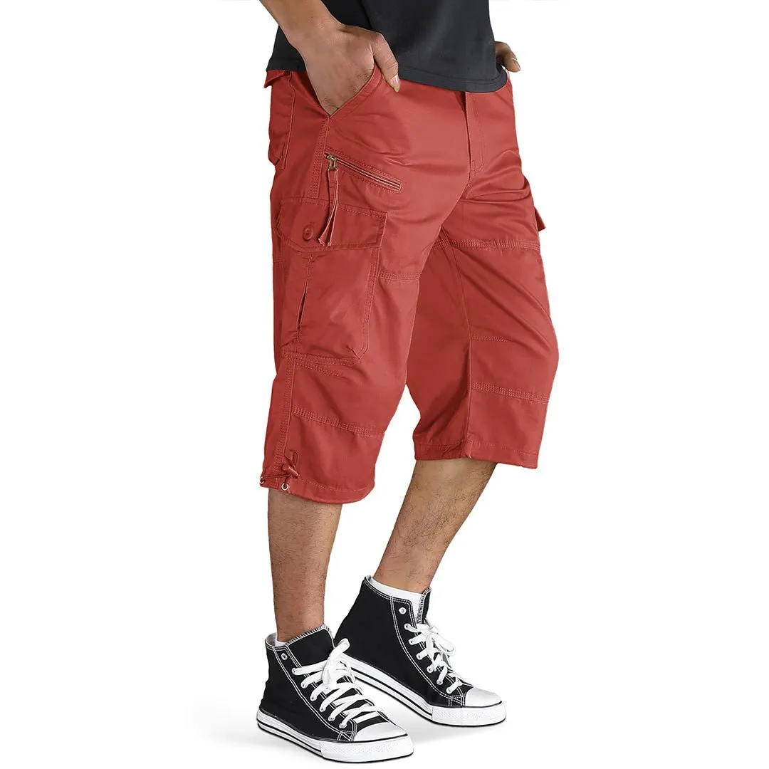 Men's 3/4 Long with 7 Pockets Capri Shorts (No Belt)