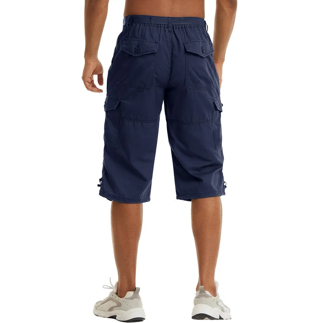 Men's 3/4 Long with 7 Pockets Capri Shorts (No Belt)