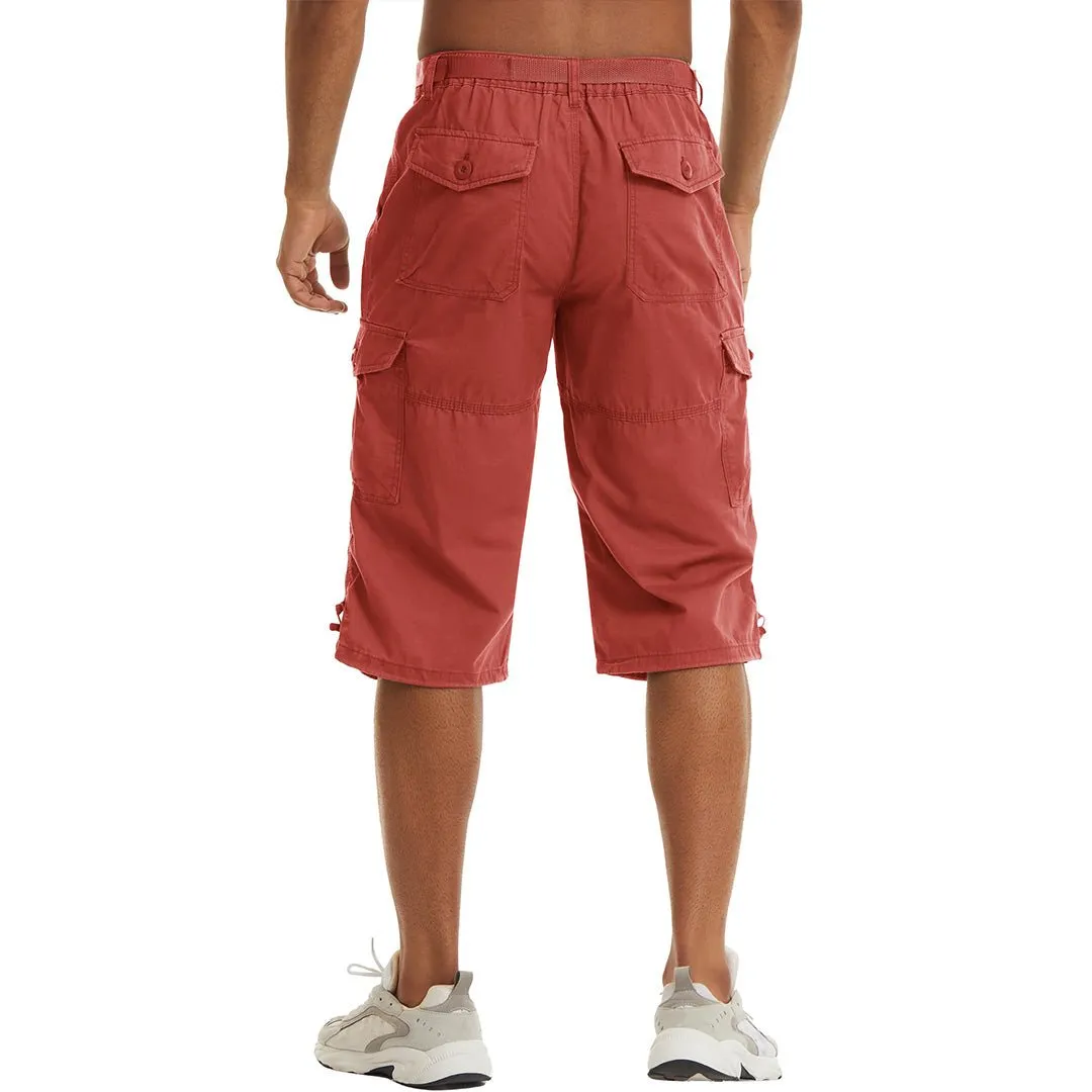 Men's 3/4 Long with 7 Pockets Capri Shorts (No Belt)