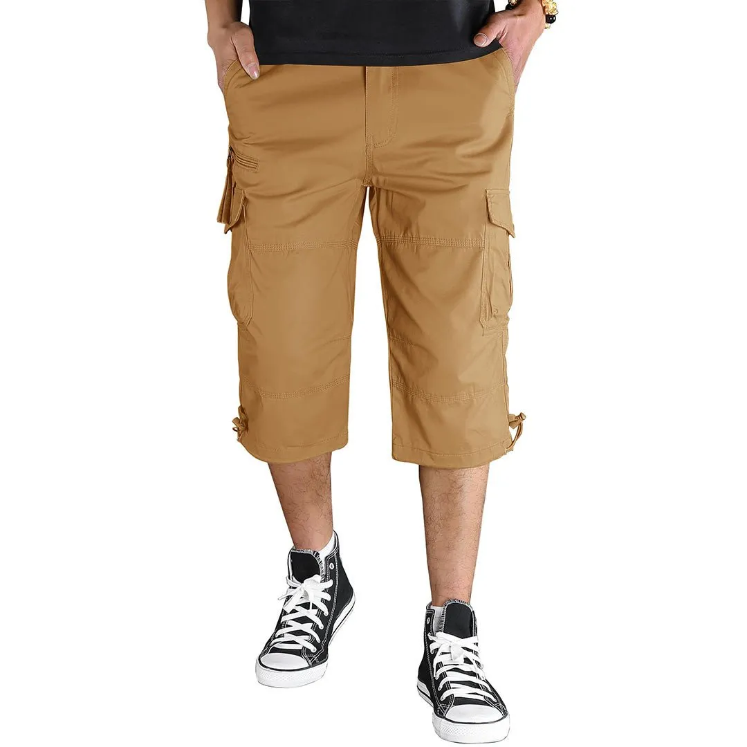 Men's 3/4 Long with 7 Pockets Capri Shorts (No Belt)