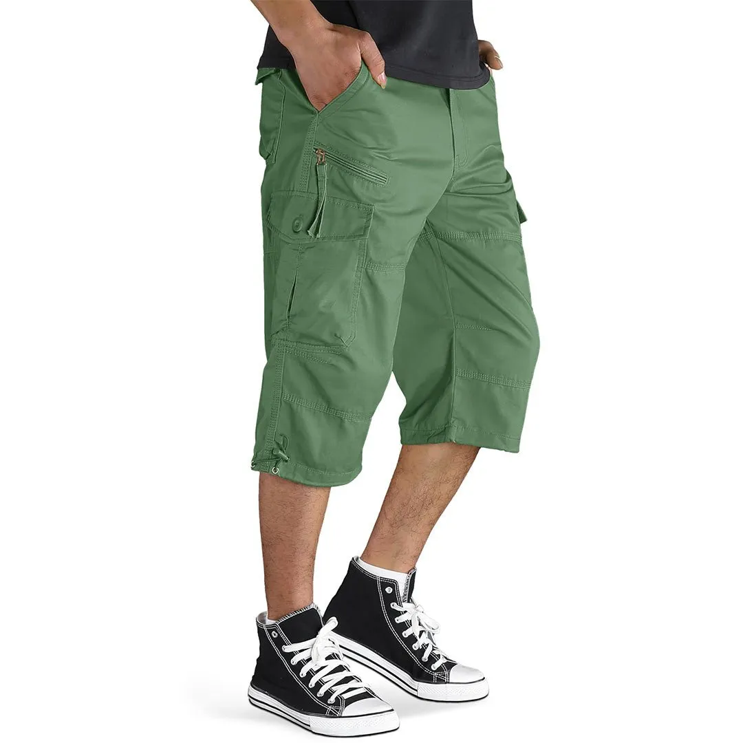 Men's 3/4 Long with 7 Pockets Capri Shorts (No Belt)