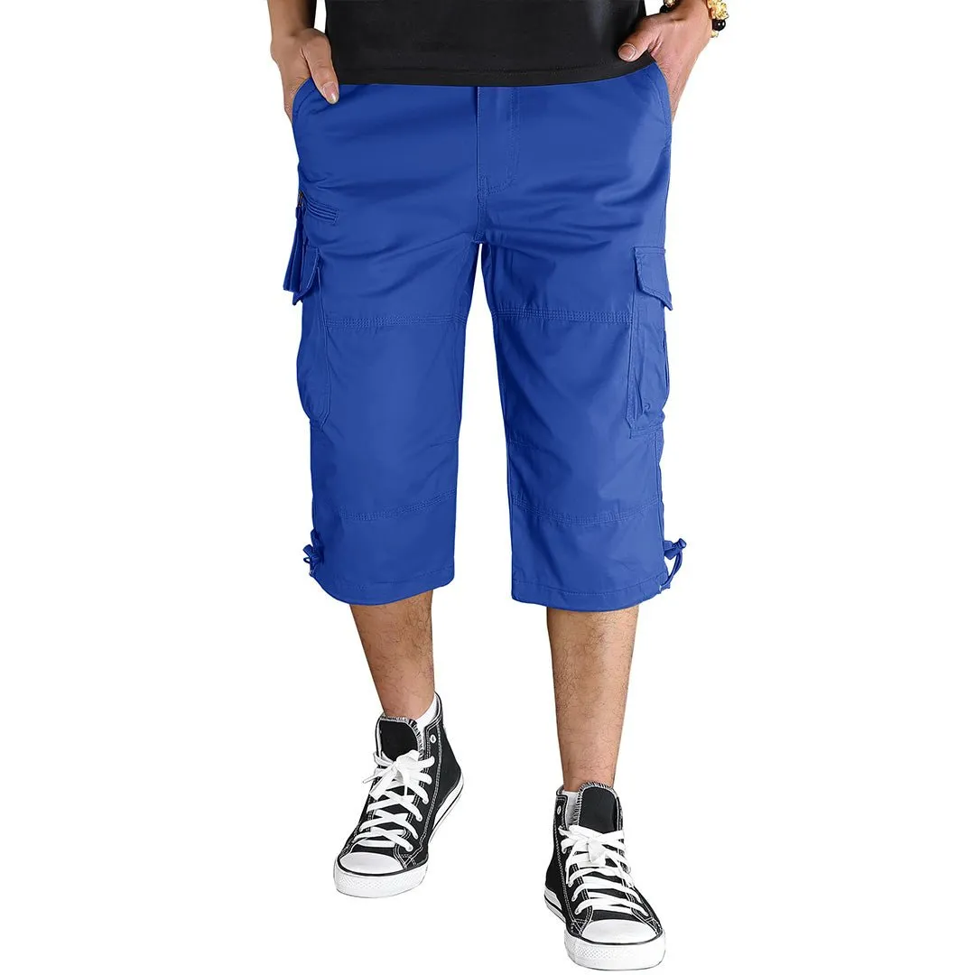 Men's 3/4 Long with 7 Pockets Capri Shorts (No Belt)