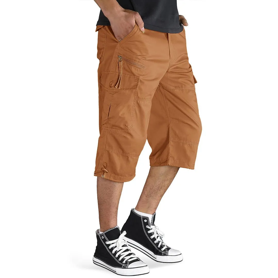 Men's 3/4 Long with 7 Pockets Capri Shorts (No Belt)