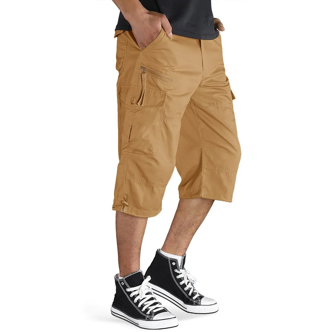 Men's 3/4 Long with 7 Pockets Capri Shorts (No Belt)