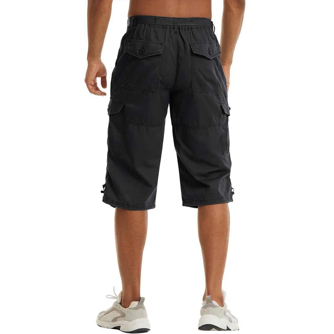 Men's 3/4 Long with 7 Pockets Capri Shorts (No Belt)