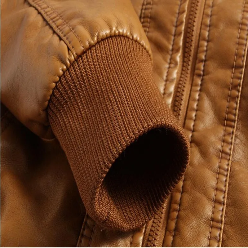 Men's Autumn Winter Motorcycle PU Leather Jacket