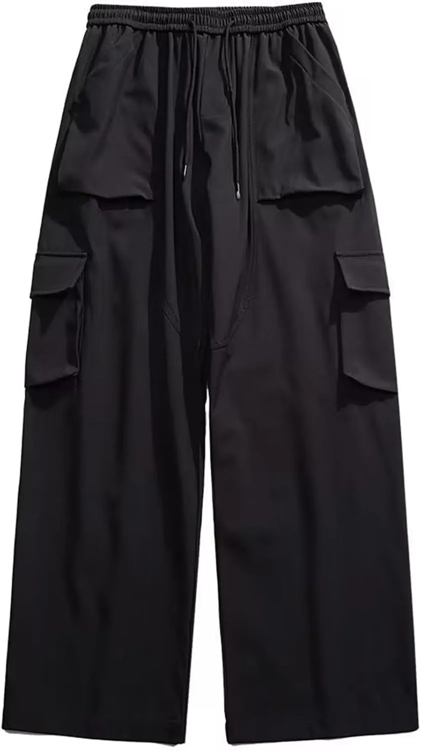 Men's Baggy Straight Leg Casual Pants Drawstring Loose Fit Casual Pants Outdoor Hiking Cargo Trousers