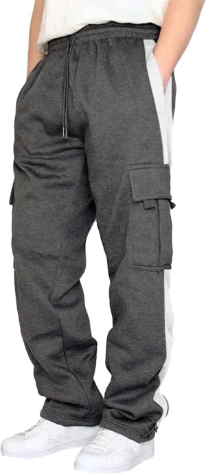 Men's Baggy Straight Leg Casual Pants Drawstring Loose Fit Casual Pants Outdoor Hiking Cargo Trousers