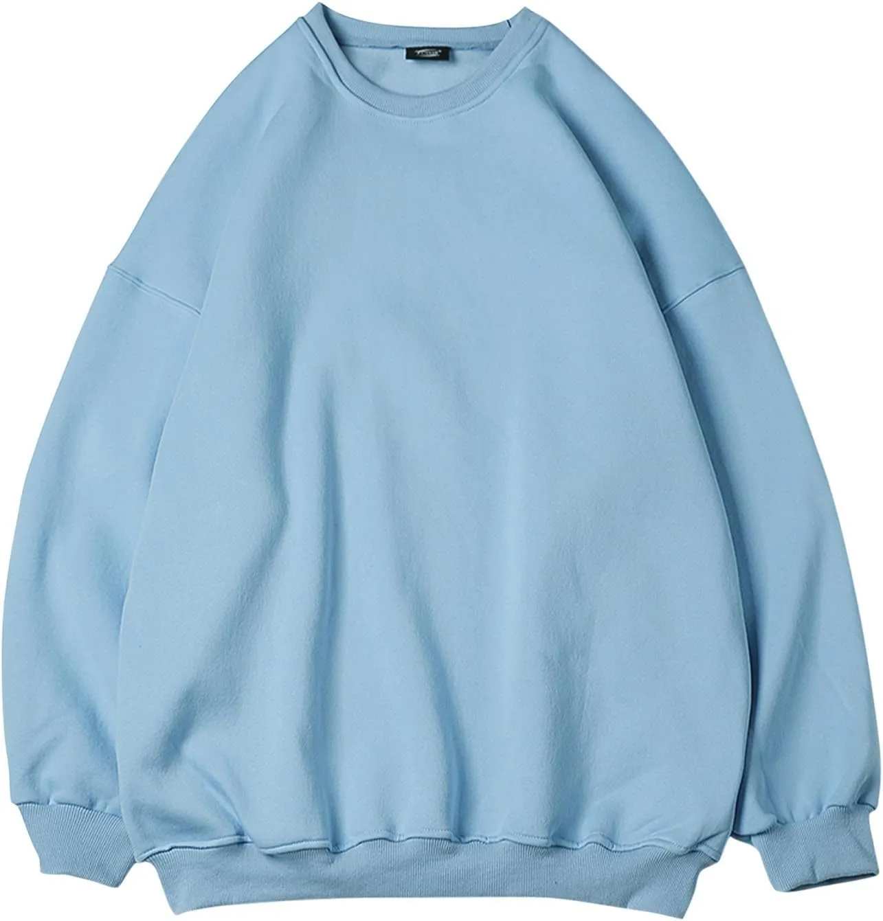 Men's Baggy Sweater Fashion Solid Crewneck Drop Shoulder Sleeve Pullover Sweatshirt Loose Crewneck Sweater