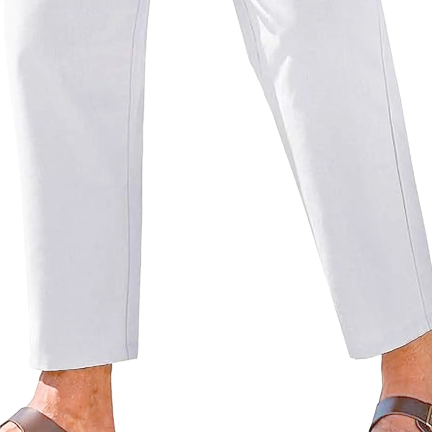 Men's Basic Cotton Liene Loose Fit Pants Elasitc Waist Lightweight Summer Trousers Casual Solid Yoga Beach Pants