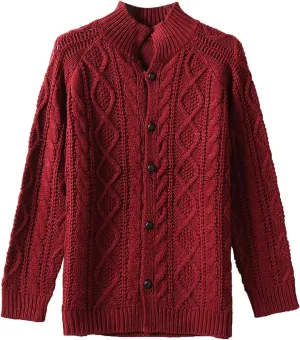 Mens Big And Tall Sweater Hatless Zipper Stand Up Collar Warm Cardigan Knitted Coat Pollo Jackets For Men black long