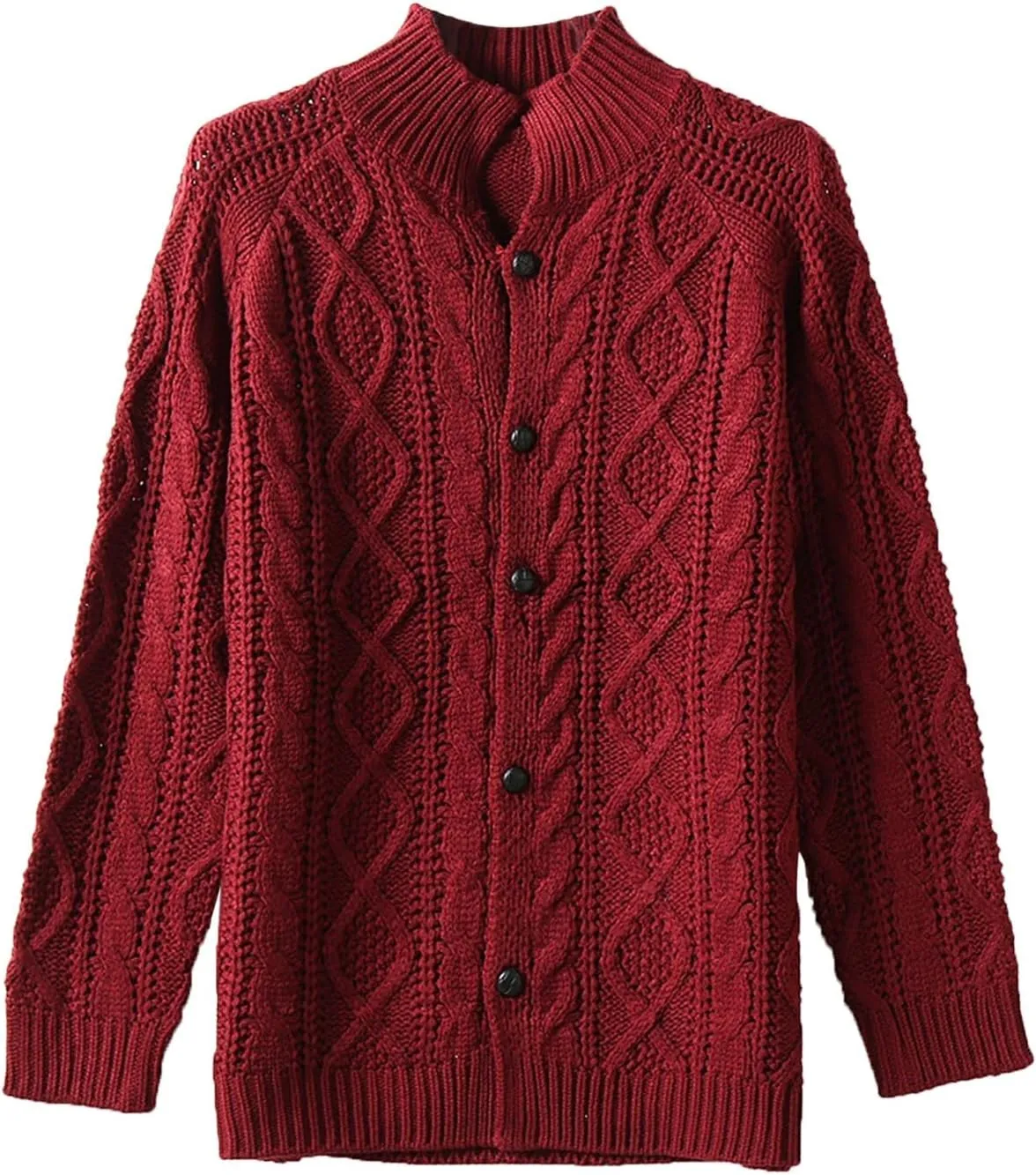 Mens Big And Tall Sweater Hatless Zipper Stand Up Collar Warm Cardigan Knitted Coat Pollo Jackets For Men black long