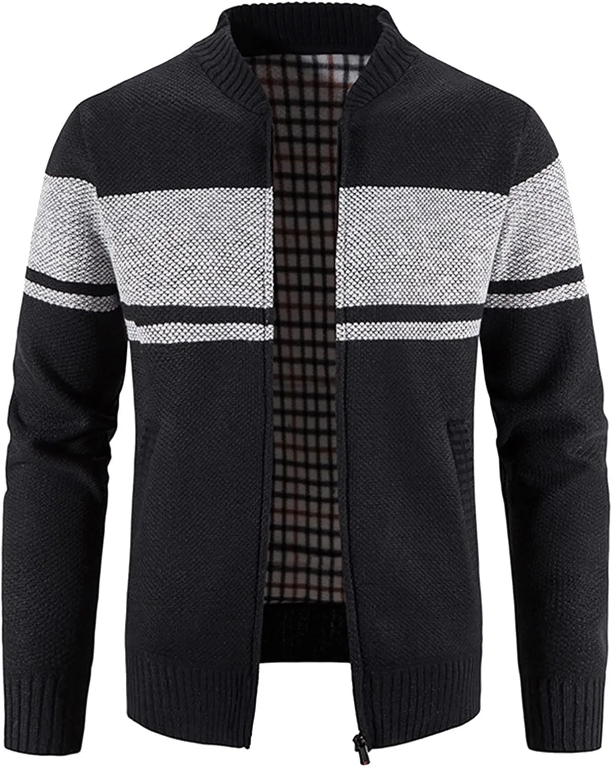 Mens Big And Tall Sweater Matching Hatless Zipper Warm Cardigan Knitted Coat Sweatshirt For Men black sweatshirt men