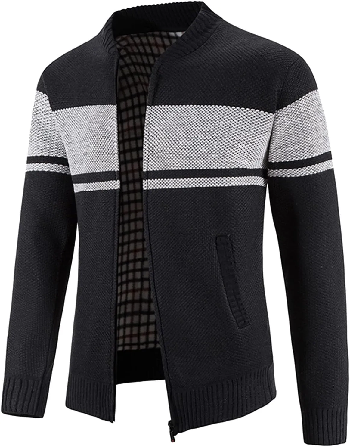 Mens Big And Tall Sweater Matching Hatless Zipper Warm Cardigan Knitted Coat Sweatshirt For Men black sweatshirt men