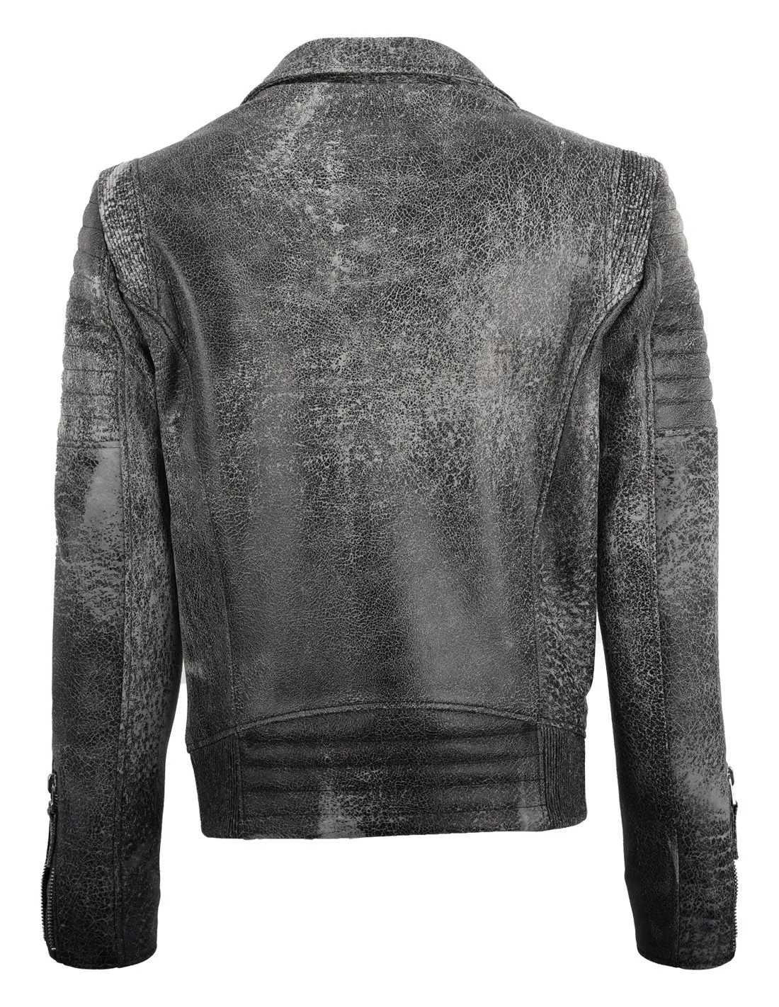 Men's Biker Crackle Stylish Leather Jacket by TJS