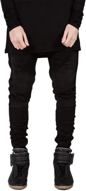 Men's Biker Straight Fit Jeans Men's Black Moto Skinny Jeans Plus Size