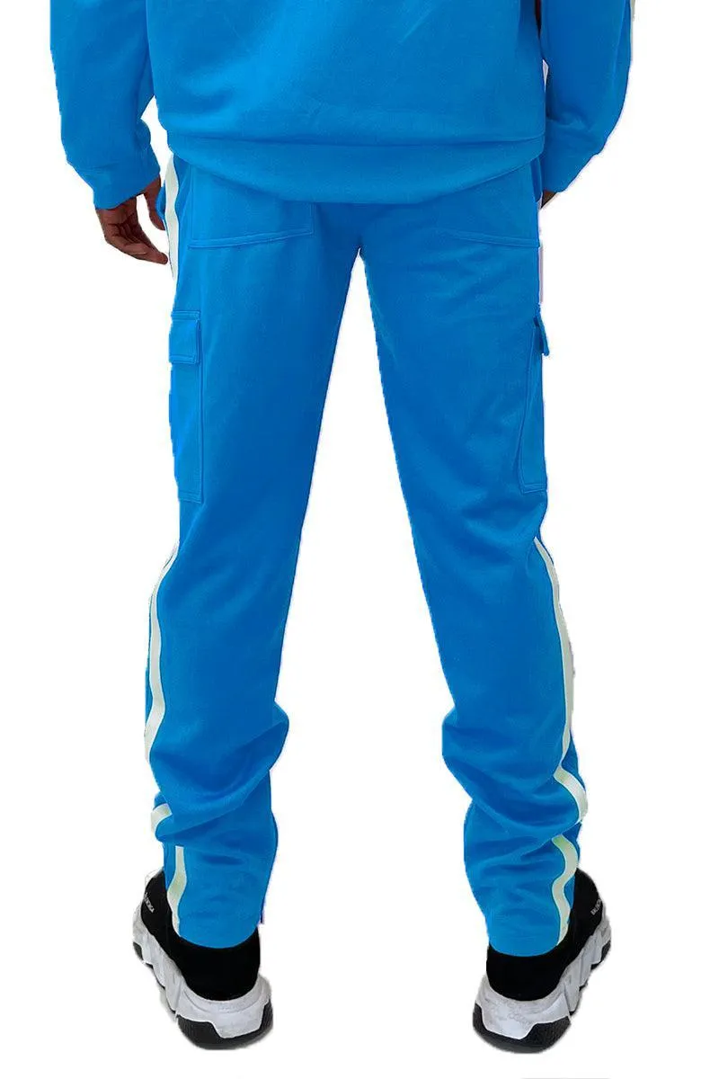 Mens Black Two Stripe Cargo Pocket Joggers Pants
