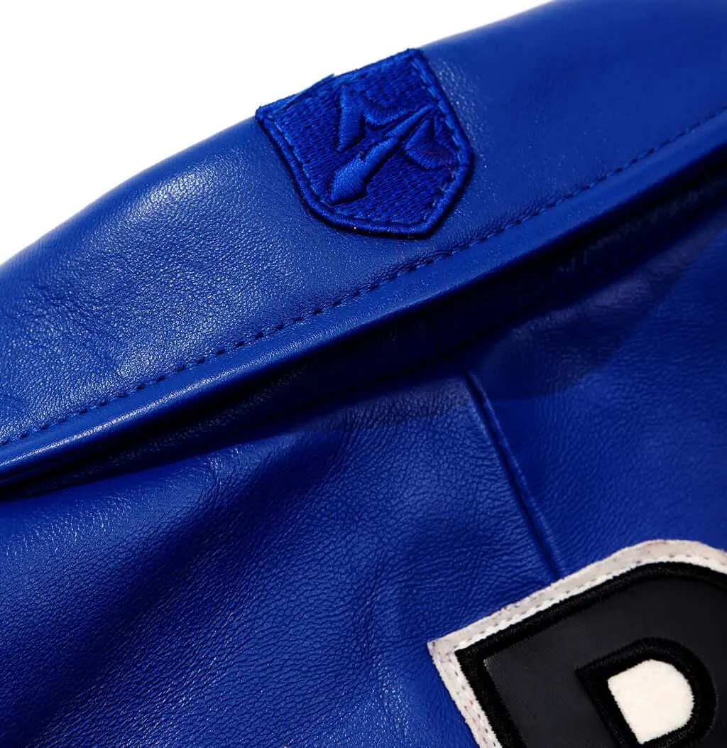 Mens Blue Avirex Icon Leather Bomber Jacket