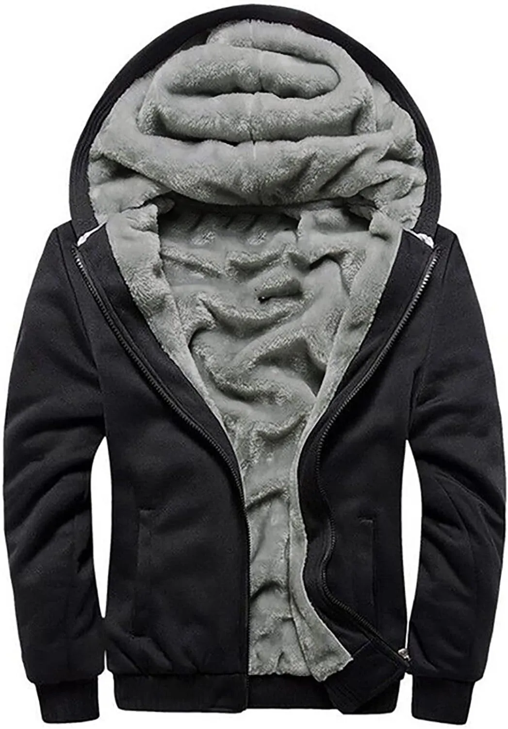 Men's Bomber Jackets Winter Workout Fleece Hoodie Jackets Full Zip Warm Thick Coats Waterproof Jacket, S-5XL