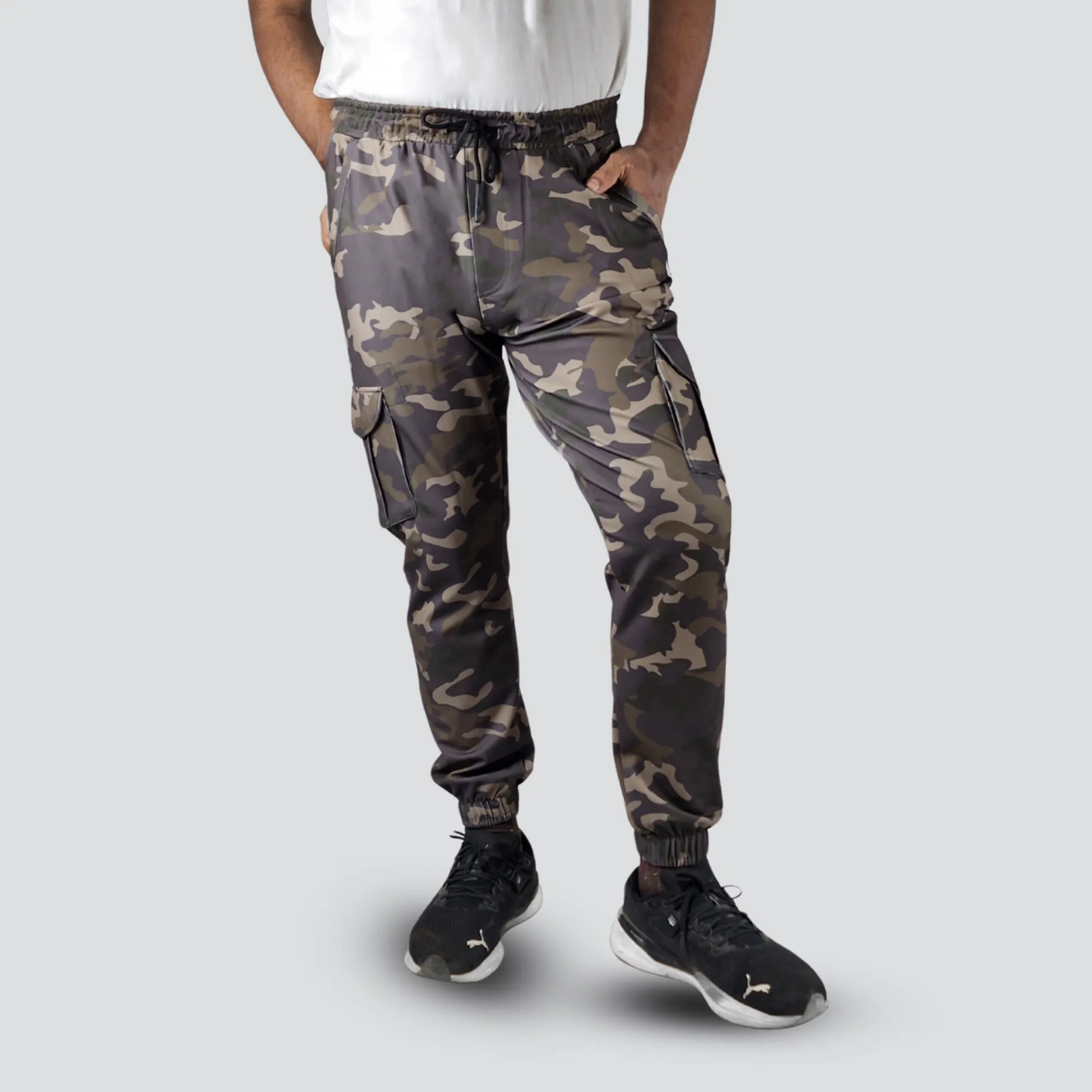 Men's Camo Cargo Pants With 6 Pockets - Green
