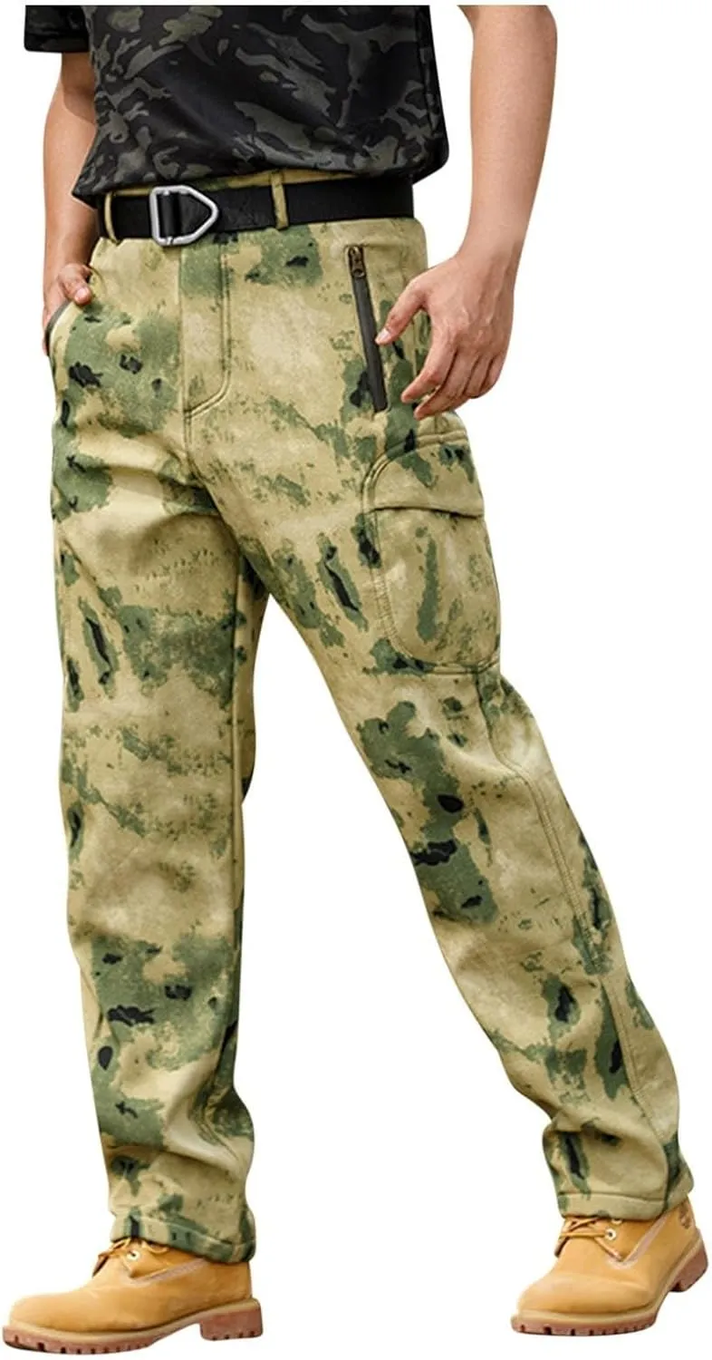 Mens Camo Military Pants Ripstop Workout Travel with Zipper Pockets Tactical Camping Sweatpants Outdoor
