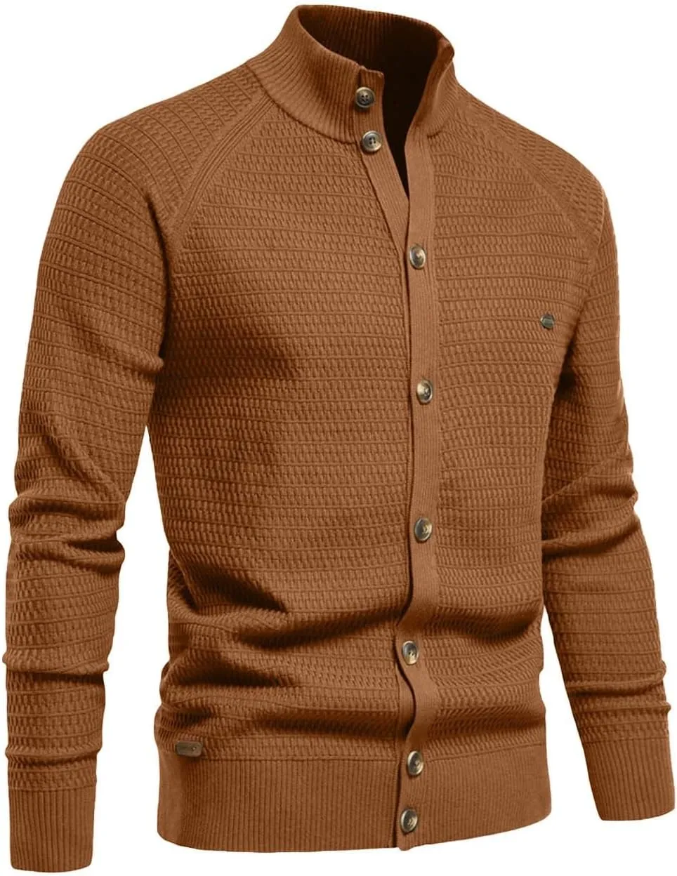 Men's Cardigan Sweaters Button Down Knit Sweater Stand Collar Sweaters Open Front Cardigan Casual Fall Tops
