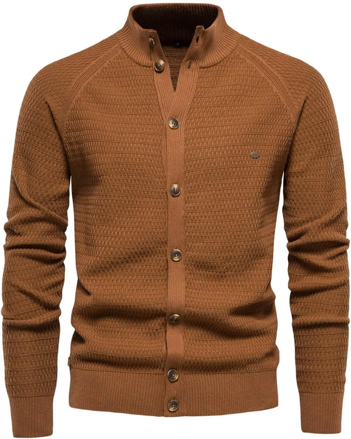 Men's Cardigan Sweaters Button Down Knit Sweater Stand Collar Sweaters Open Front Cardigan Casual Fall Tops