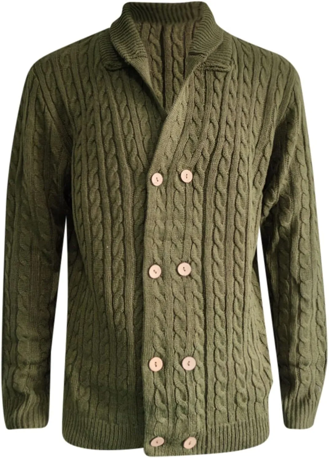 Mens Cardigan Sweaters with Buttons Men's Double Breasted Shawl Collar Cardigan Sweaters Long Sleeve Coat with Pockets