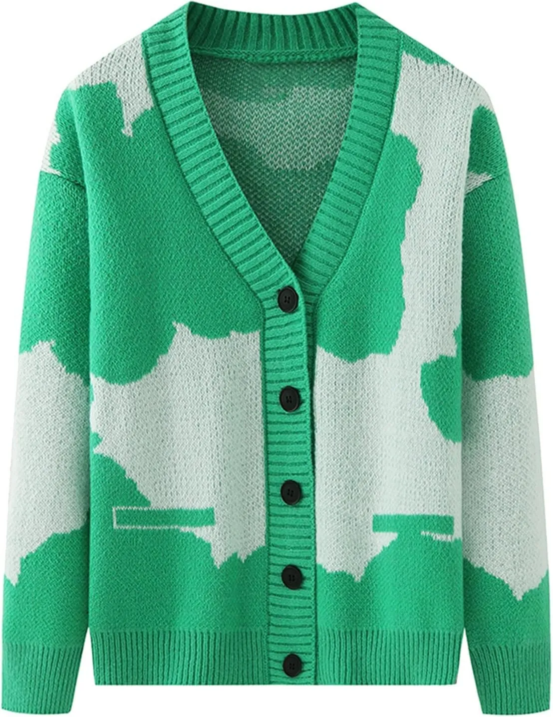 Mens Cardigan Sweaters with Buttons Men's Patchwork V Neck Open Front Button Down Cardigan Long Sleeve Knitted Sweater