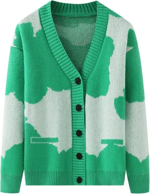 Mens Cardigan Sweaters with Buttons Men's Patchwork V Neck Open Front Button Down Cardigan Long Sleeve Knitted Sweater