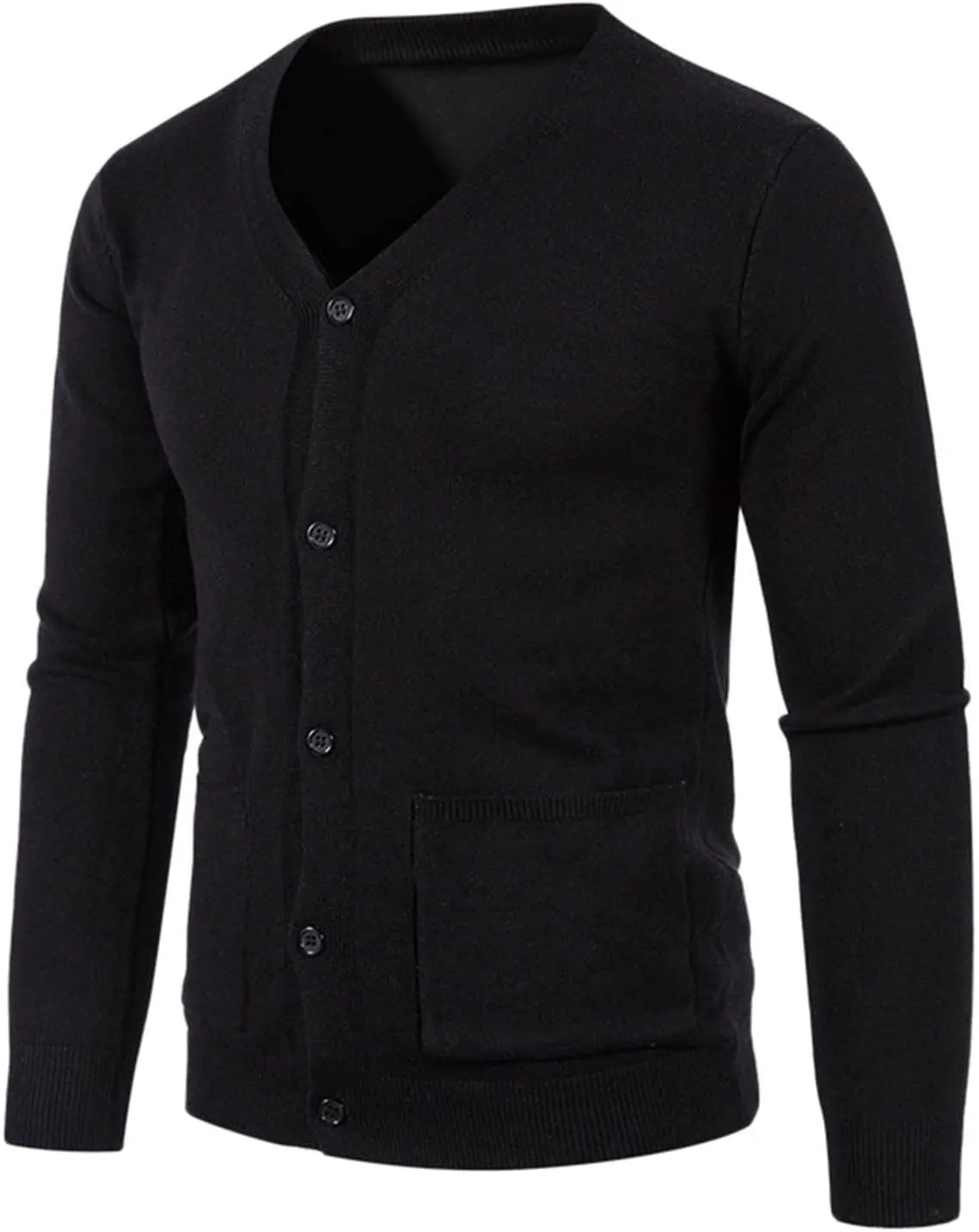 Mens Cardigan Sweaters with Buttons Mens V Neck Button Down Long Sleeve Knitted Cardigan Sweaters with 2 Front Pockets