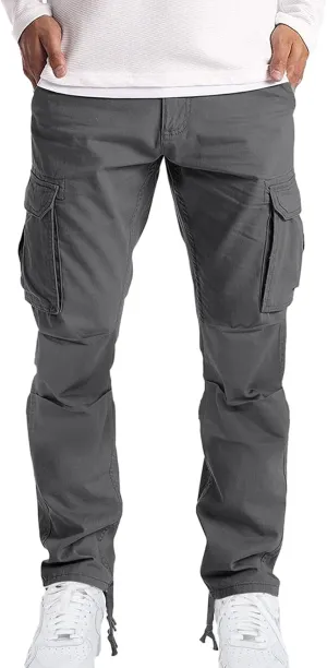 Men's Cargo Jogger Pants Slim Fit Tactical Pants with Zipper Pockets Men's Cargo Work Pant Casual Trousers Stretch Sweatpant
