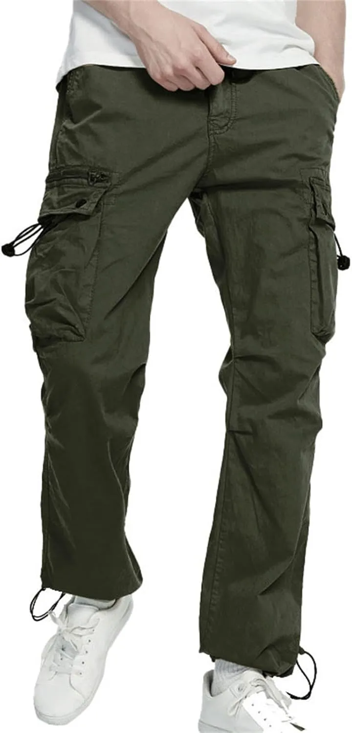 Mens Cargo Pants Relaxed Fit Men's Casual Pants Elastic Waist Flannel Lined Mens Jeans Straight Pants Slim Pants for Men Big and Tall Stretch Pants for Men Cargo Pants for Men Utility Workpants