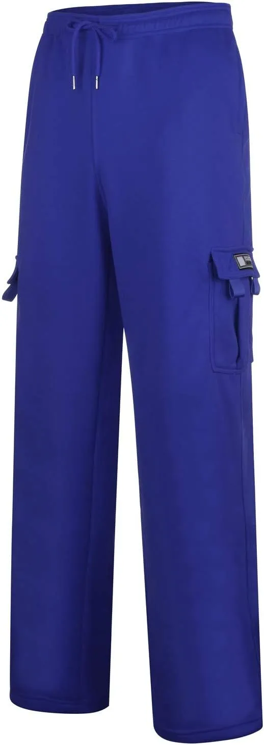 Mens Cargo Sweatpants Casual Baggy Drawstring Waist Open Bottom Sweatpants Lightweight Cargo Pants with Multi Pants